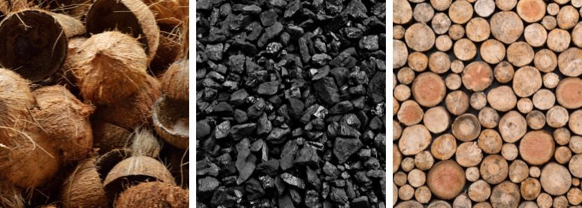 les différences entre le charbon actif à base de coquille de noix de coco, de charbon et de bois